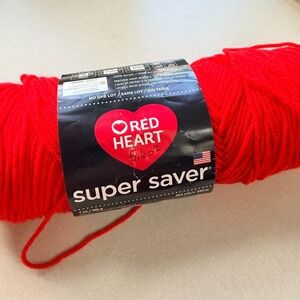 **Red Heart Super Saver Yarn partial 5.6 oz - 100 % Acrylic - Hot Red # 0390**
